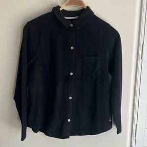 Cuddl Duds Black Fuzzy Loungewear Set Button Down Top & Drawstring Pants Size PM